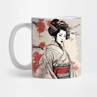 beautiful geisha portrait Japanese style art Mug